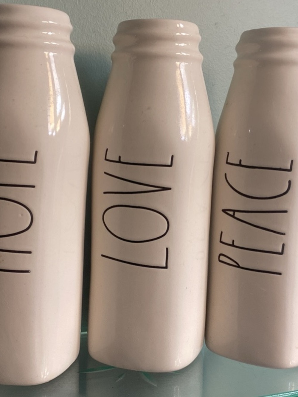 Rae Dunn Cream Ceramic Bottle Vase with Black Logo
